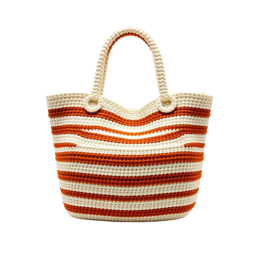 Bolsa de praia grande e bowling bag retrô crochê