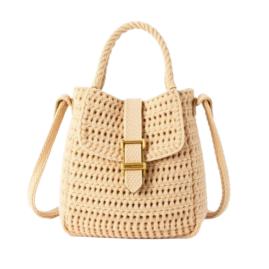 Bolsa satchel estruturada crochê com fivela